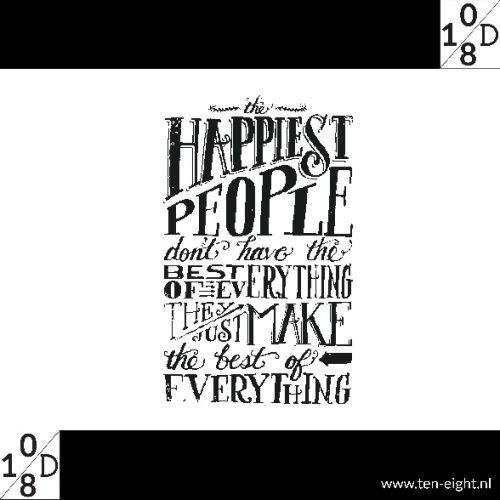 happiest people, plakposter, teksten, illustraties, custom, fun, wall, stickers, muur, plaktextiel