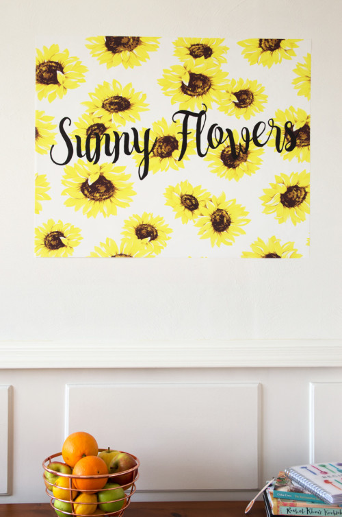 sunny flowers, plakposter, teksten, illustraties, custom, fun, wall, stickers, muur